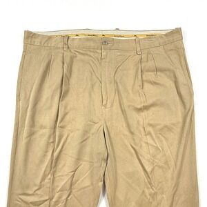 Tommy Bahama Pants Mens Khaki Silk Pleated Dress Trousers Relaxed 40x32